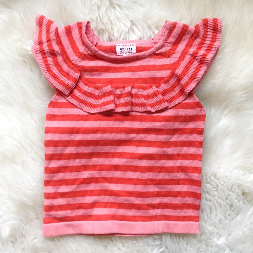Girls Designer Striped Ruffle Sweater Top